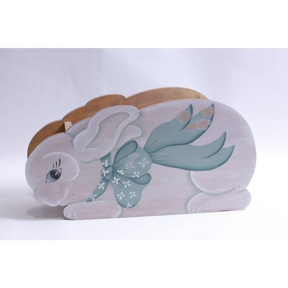 Wooden, Folk Art, Rabbit Box, 16x8", Holder, Cute Animal, Adorable, Antique - Picture 1 of 6